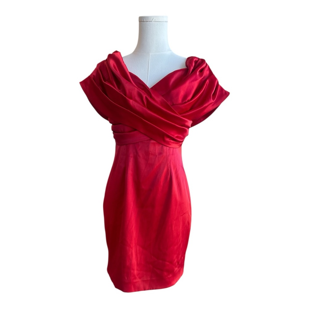 VDC17 Red satin mini dress with off shoulder straps size small